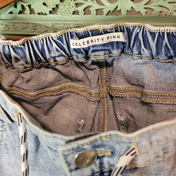 Celebrity Pink | Acid Wash Denim Jogger | Distressed and Elastic Waist | Large - Picture 3 of 15